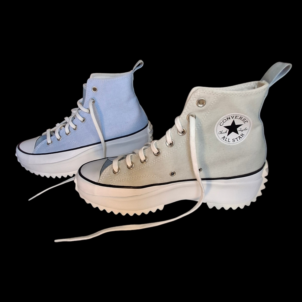Converse Run Star Hike Hi Two-Tone Blue Gray Denim Shoes Unisex Men 9.5 Women 11 - Picture 5 of 15